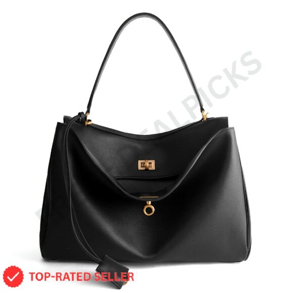 Genuine Leather Tote Bag Large Satchel Purse Elegant Minimal Chic Work Travel